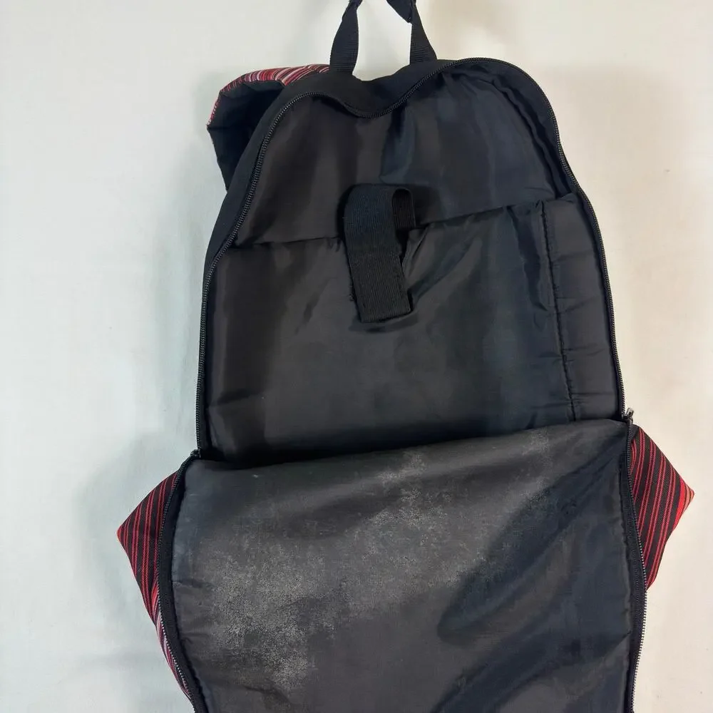 Y2K Roxy Womens Red Black Striped Backpack Multicolor School Travel Laptop Bag